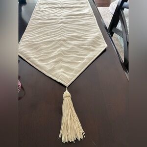 Zebra print Elegant Cream Table Runner with Tassels